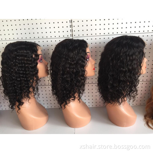 Wholesale short wigs for black women transparent virgin color yaki full hair medium peruvian 360 lace front wigs